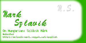 mark szlavik business card