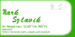 mark szlavik business card